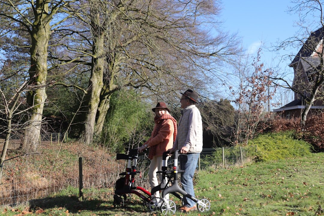 elderly people chatting in neighborhood