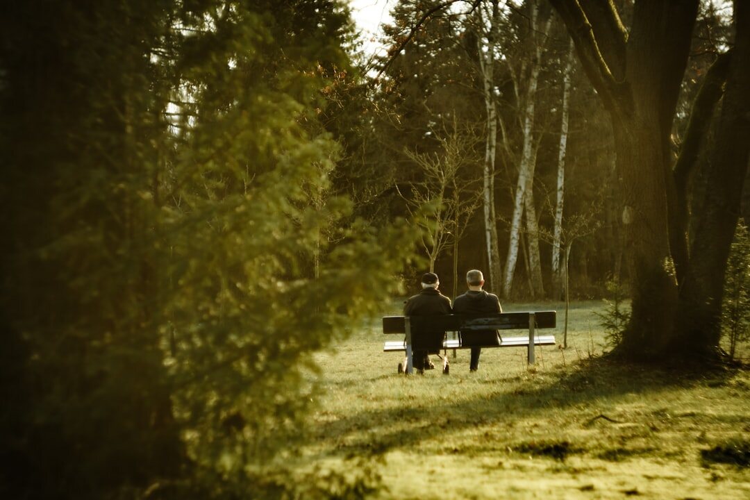 seniors walking in park